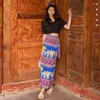 Ethnic Clothing 2023 Summer Thai Elephant Wrapped Skirt Vintage Style Half Dress A-line Tourism Wear Vacation Improved Daily