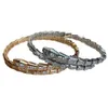 Hot selling 18k gold snake shaped diamond set open bangle jewelry with fashionable design that does not fade