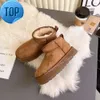 Australia Stilista da donna Tazz Tasman Snow Winter Stivali di pelle di pecora Moda donna Piattaforma Pantofola in pelliccia Classic Ultra Mini Pelle scamosciata Stivaletti alla caviglia da donna