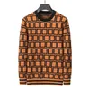 2023 camisola masculina jacquard carta gola alta suéteres soltos listra tricô no outono e inverno malhas bbletter b6