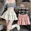 Skirts Y2k Pleated Pu Leather Mini Skirt Women Korean Fashion High Waist Ball Gown Female Kawaii All Match Black Faldas Harajuku 230923