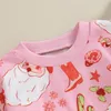 Set di abbigliamento per bambina 2 pezzi Abiti natalizi a maniche lunghe con stampa di Babbo Natale/ghirlande Top Pantaloni Set vestiti per bambini