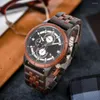 Wristwatches Wood Wrist Watch For Men Luminous Multifunction Fashion Wooden Quartz Chronograph Calendar Reloj Madera Hombre