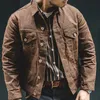 Men's Jackets Maden Retro Khaki Jacket Male Size M To 3XL Waxed Canvas Cotton Jackets Military Uniform Light Casual Work Coats Man Clothing 230923