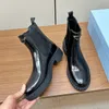 Chelsea Boots Chaussures de créateurs pour femmes Top qualité Bouton Triangle en peau de vache Haute élasticité Bande élastique confortable fond épais Bottine de créateur 35-41