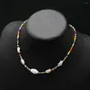 Kedjor 2023 enkla fröpärlor Strand Necklace Women String Beaded Short Choker Jewelry Chokers Gift