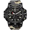 SMAEL Merk Mannen horloge Dual Time Camouflage Militaire Digitale LED Horloge 50M Waterdicht 1545BMen Klok Sport Watch281H