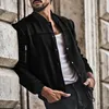 Men's Jackets Men Autumn Coat Jacket Stylish Mid-length Faux Suede Cardigan With Stand Collar Elastic Cuffs Multiple For Fall