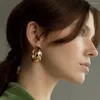 Brincos de argola arco geométrico irregular para mulheres de aço inoxidável pendientes mujer moda jóias acessórios à prova dwaterproof água