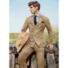 Men's Suits Blazers Elegant Suit Jacket Pants Slim Casual Fashion Design Wool Tweed Doublebreasted Full Set 230923