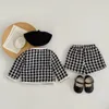 Clothing Sets Spring Autumn Baby Girl 2pcs Set Collarless Long Sleeve Single Breasted Tweed CoatShorts born Fashion Clothes E23077 230923