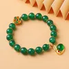 Strand 8mm natural jade pulseira feminina doce romântico verde ágata fio elástico frisado pulseiras negócios festa de casamento jóias