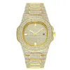 Mode Hommes Femmes Montre Diamant Glacé Designer Montres 18K Or En Acier Inoxydable Mouvement À Quartz Mâle Femelle Cadeau Bling Braceletwat297s