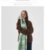 Karierter Schal, Paarschal, grüne Quaste, modisches Design, Winter, weich, klebrig, warm, großer Schalhals