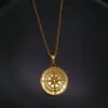 Pendant Necklaces Hip-Hop Rock Women Men Gold Compass Necklace Vintage Stainless Steel Round Coin Fashion Chain Jewelry298d