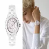 2023 Luxury Women's Watches Ceramic White and Black Diamond Watch Fashion AAA Quality Ladies Wristwatch Classic Designer Wome273o