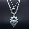 Pendant Necklaces 2PCS Witchcraft Stainless Steel Layered Chain Necklace Silver Color Women/Men Punk Choker Jewelry Joyas N4138S07