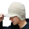 Berretti Moda Addensare Beanie Lavorato A Maglia Uomo Donna Casual Cappello Inverno Caldo Outdoor Protezione per le orecchie Cappelli All'uncinetto Con Tesa 2023