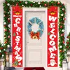 80x30cm Merry Christmas Ornament New Year Flags Porch Sign Welcome Door Banner Hanging Decoration Banners QS2305