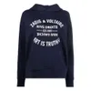 23aw Zadig Voltaireデザイナースウェットシャツニュースフ女性プルーバージャンパーレター印刷ホットダイヤモンドトレジャーブルーコットンフーディーフリースファッションスポーツシャツ