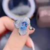 Anelli a grappolo MeiBaPJ Anello con fiore topazio azzurro naturale per le donne Gioielli da sposa in vero argento sterling 925