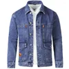 Herrjackor 2023 Autumn Fashion Men denim Slim Fit Jeans Jacket Bomullsutkläder Lång ärmhål Male Jean