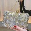 Evening Bags Luxury Gold Color For Women Fashion Diamond Inlay Wedding Party Clutches Purses Ladies Banquet Chain Shoulder Bag