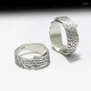 Cluster Rings Real Pure S990 Silver Jewelry Trendy Punk Feather Style Couple For Men And Women Holiday Gifts