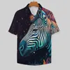 Chemises décontractées pour hommes Zebra Chemise ample Hommes Plage Néon Peinture colorée Hawaii Design Manches courtes Blouses surdimensionnées drôles