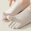 Femmes chaussettes orteil mode respirant été ultra-mince cinq doigts chaussette Invisible couleur barbe à papa dames fille 5 doigts bateau Sox