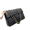 5a, французские женские винтажные классические стеганые черные модные сумки с клапаном, золотистая металлическая фурнитура, цепочка Matelasse, большая сумка через плечо