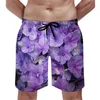 Herr shorts bräd lavendel drömmar mode strandstammar blommande blommigt tryck snabb torr löpning surf överdimensionera korta byxor