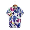 Chemises décontractées pour hommes Hawaïen pour hommes Vaporwave Style Design Tops Violet Manches courtes Été Plage Vacances Chemise Respirant