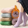 Women and Men Thicken Socks Fashion Winter Warm Coral Fleece Fluffy Solid Color Loose Sleep Male Bed Short Socks Calcetines Good Quality