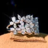 Sparkling 925 Sterling Silver Marquise Cut Moissanite Diamond Rings Party Women Wedding Leaf Band Ring Gift Hip Hop Jewelry280G