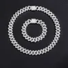 Conjunto de pulseira de colar de diamante completo de fileira dupla masculina explosiva hip-hop dominadora punk