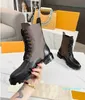 top quality Casual Shoes Designer Women's Leather Ancle Boots Sock Black Cowhide Ladies Flat Low Heel Lace Up With Original Box