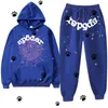 Sp5der Blue Uomo 555555 Tute Felpa con cappuccio Uomo Donna Tuta Web Stampa Pantaloni e abbigliamento sportivo Streetwear Pullover Sets 230303 WNEF QK8W