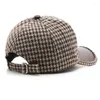 بيريتس النسخة الكورية من الجلد brim brim houndstooth نمط m ملصق ذروة قبعة الخريف شتاء الرجال نساء أزياء جميع المباراة.