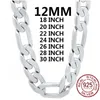 Anhänger Halsketten TIEEYINY 925 Sterling Silber Halskette für Männer Klassische 12mm Kubanische Kette 18-30 Zoll Charme Hohe Qualität mode Schmuck Hochzeit 230923