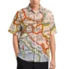 القمصان غير الرسمية للرجال قميص العطلات الجغرافية الملونة قميص هاواي البلوزات العصرية النمط زائد الحجم