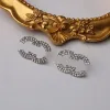 Orecchini di design placcati in oro 18 carati Designer Lettera Ear Stud Donna Moda Diamante per accessori per gioielli regalo per feste di nozze 20 Stile