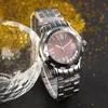 Ny mode lady watch quartz rörelseklänning klockor för kvinnor rostfritt stål band rosa ansiktsbricka cp01218c