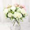 Dried Flowers Pink Silk Peony Artificial Rose Wedding Home DIY Decor High Quality Big Bouquet Foam Accessories Craft White Fake Flower 230923