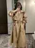 Women's Jacket's Wool Blend Trench Coat Mid Length Spring Autumn Casual Solid Color Ladies Overgarment Waistband Windbreak Jacket 230923