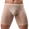 Underpants Men's Long Boxer Underwear Men Panties Male Sexy Ultra-thin Translucent Bulge Penile Pouch Gay Boxershorts Legs