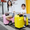 Suitcases Lovely Snail Luggage Can Be Mounted Children's TrolleyBox Female Universal Wheel 20 "24" Suitcase Travel Trailer Aluminium Alloy