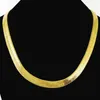 Thin Soft Herringbone Chain Necklace Pure Gold Color 18K Yellow Plated Punk Hip Hop Jewelry For Mens Boys 10mm 24 Chains2700