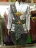 Vêtements ethniques Thaïlande Traditionnel pour hommes Collier à manches longues Tops blancs Bloomers Pographie Songkran Festival Costume Thai