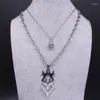 Pendant Necklaces 2PCS Witchcraft Stainless Steel Layered Chain Necklace Silver Color Women/Men Punk Choker Jewelry Joyas N4138S07